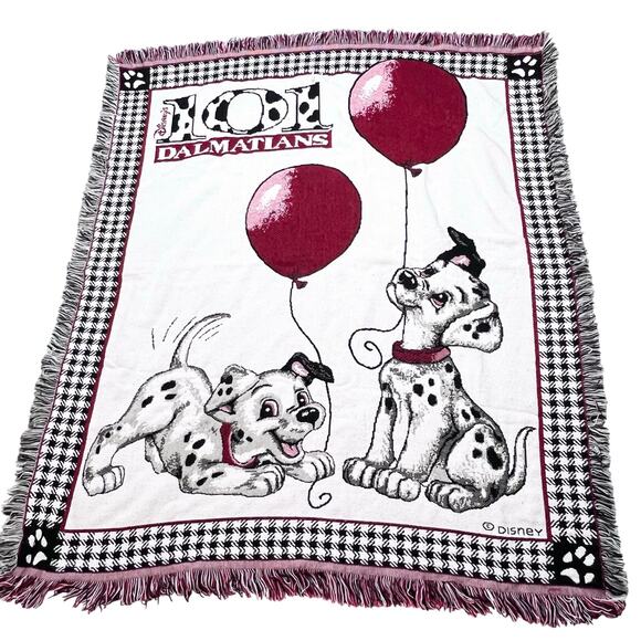 Disney Other - Vintage Disney Beacon 101 Dalmatians Balloon Blanket Woven Tapestry Throw 50x60